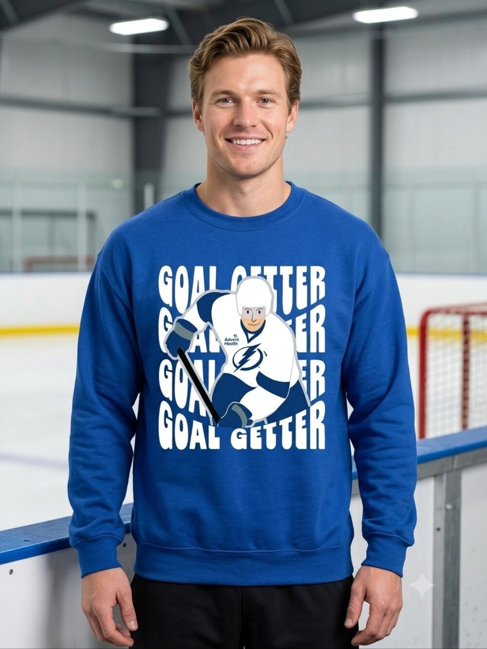 Tampa Bay Lightning 'Goal Getter' Graphic Crewneck Sweatshirt, Size XL